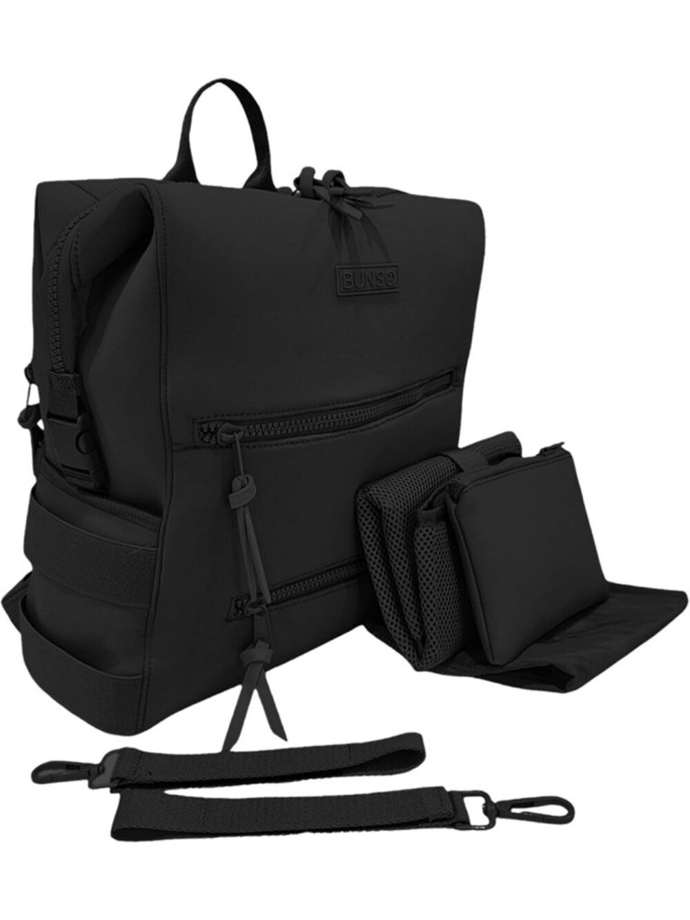 Stylish Minimalist Neoprene Diaper Bag Backpack with Changing Pad & Stroller